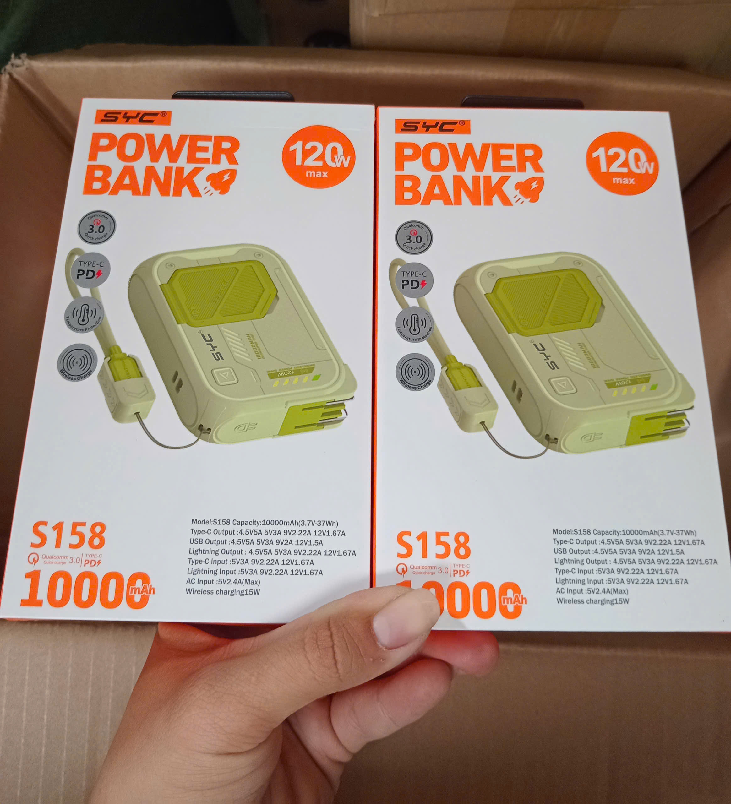 Pin sạc nhanh 120W max SYC S158 10.000mAh siêu mỏng nhỏ gọn, có chui ghim sạc trực tiếp kèm móc treo pin chính hãng [BH: 1 NĂM]