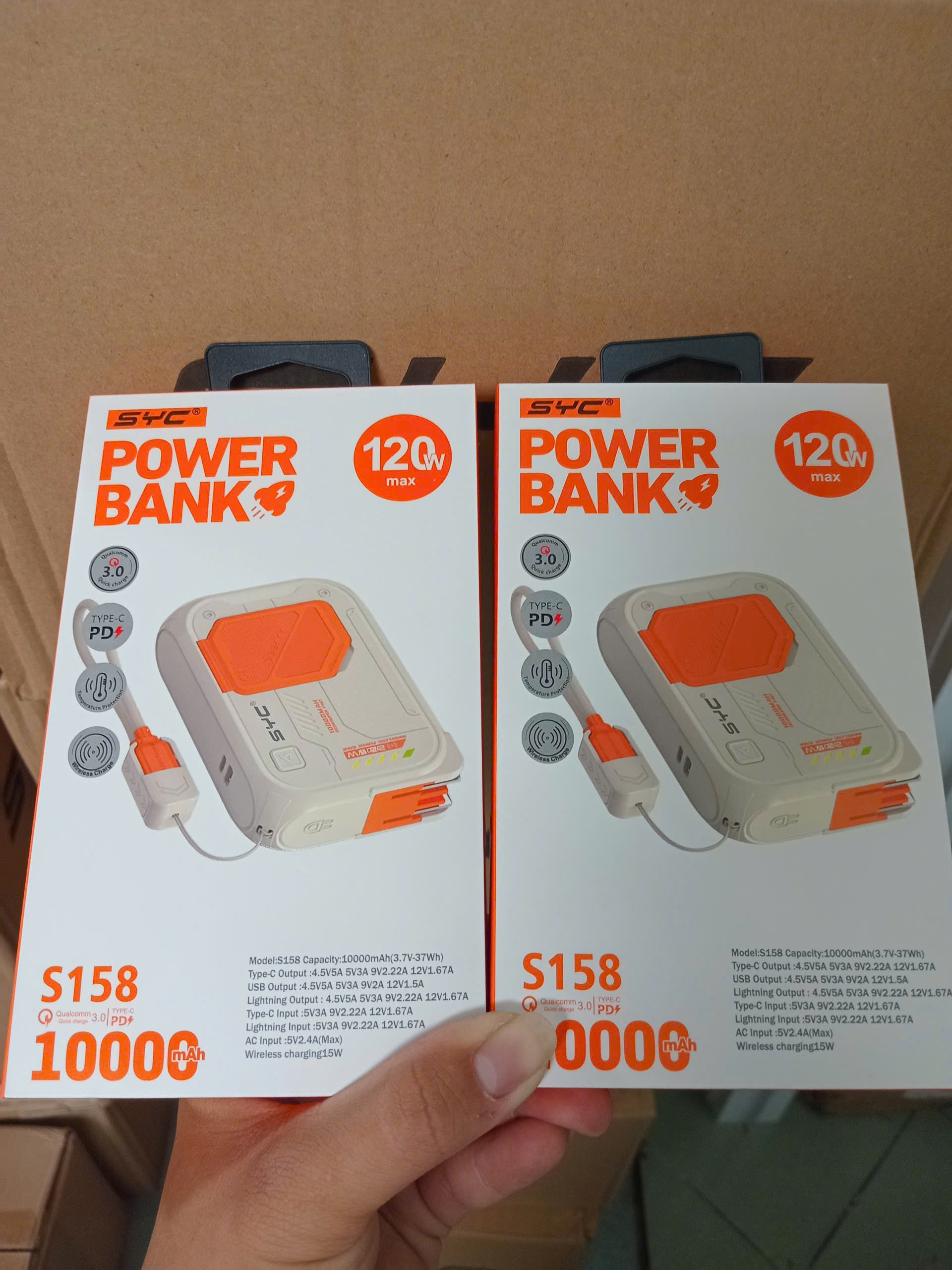 Pin sạc nhanh 120W max SYC S158 10.000mAh siêu mỏng nhỏ gọn, có chui ghim sạc trực tiếp kèm móc treo pin chính hãng [BH: 1 NĂM]