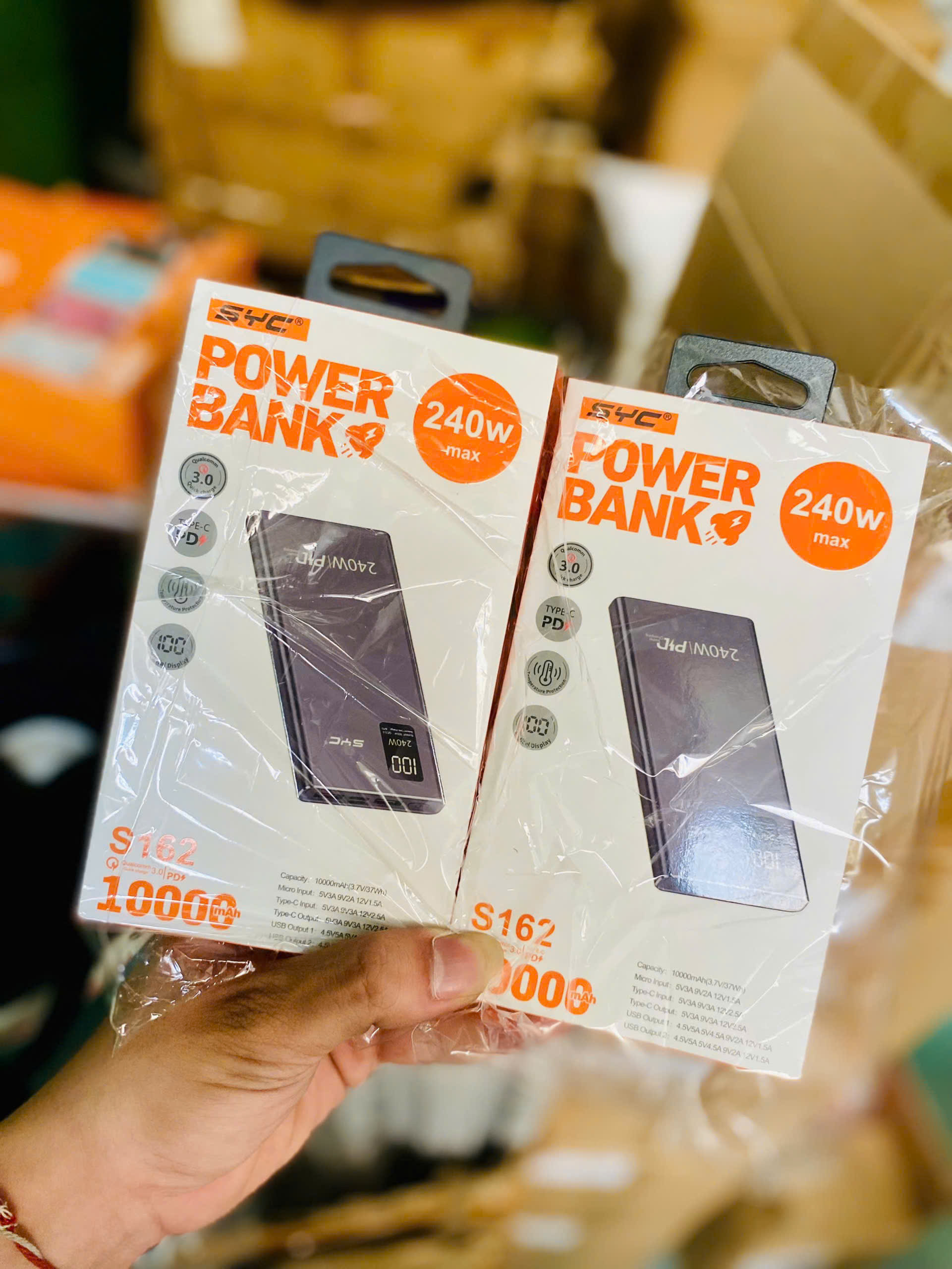 Pin sạc nhanh 240W max SYC S162 10.000mAh siêu mỏng có màn hình hiển thị % pin chính hãng [BH: 1 NĂM]