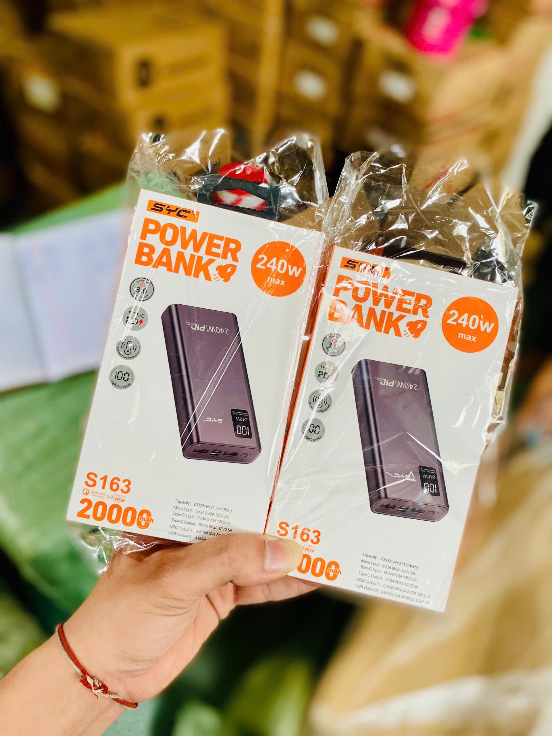Pin sạc nhanh 240W max SYC S163 20.000mAh, có màn hình hiển thị % pin chính hãng [BH: 1 NĂM]