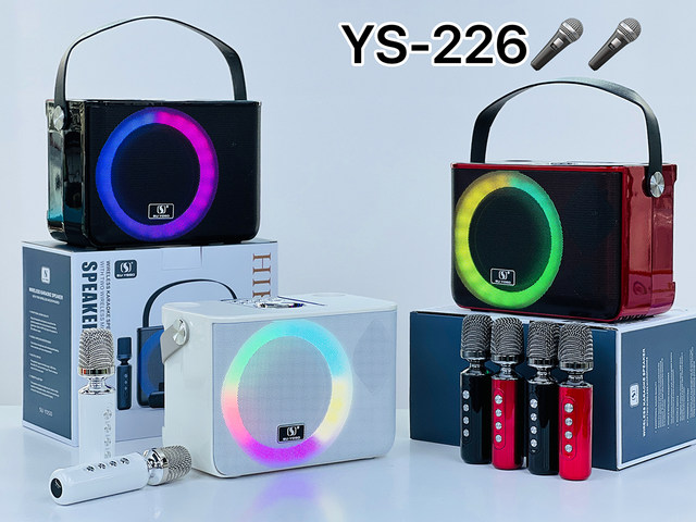 Loa bluetooth karaoke YOSD YS-226 kèm 2 micro không dây có đèn led RGB 7 màu siêu đẹp cực hay xách tay chính hãng [BH 6 tháng]