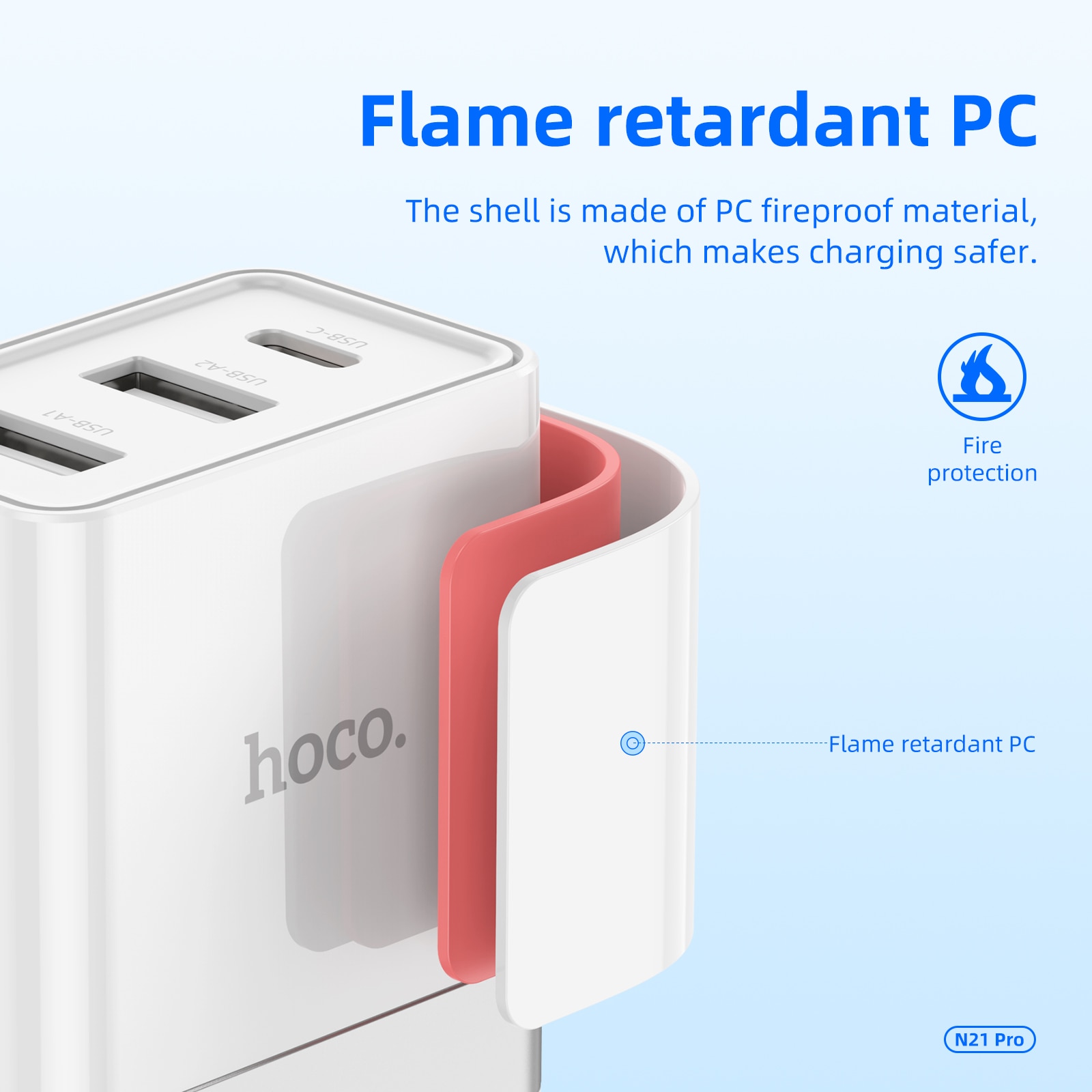 Cóc sạc nhanh 30w HOCO N21 PRO (2 cổng usb + 1 cổng type-c) QC3.0 PD chính hãng [BH 1 năm]