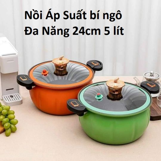 Nồi áp suất HÌNH QUẢ BÍ size 28cm chống dính siêu tiện lợi  [BH: NONE]
