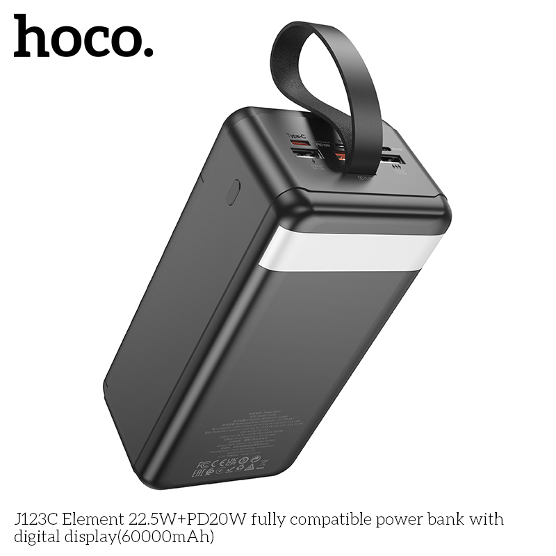 Pin sạc nhanh 22.5w HOCO J123C 60.000mAh dự phòng có đèn pin chính hãng [BH 1 năm]