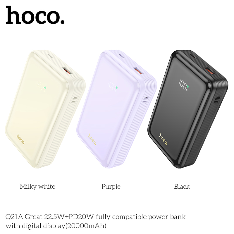 Pin sạc dự phòng sạc nhanh HOCO Q21A 20.000mAh 22.5W+PD20W, có màn hình led chính hãng [BH 1 NĂM]