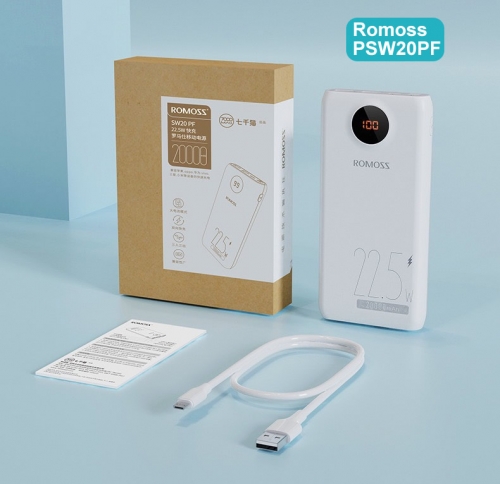 Pin sạc nhanh 22.5w ROMOSS PSW20PF 20.000mAh dự phòng QC3.0+PD 22.5W chính hãng [BH: 12 Tháng]