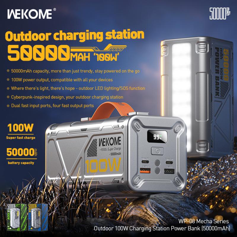 Pin sạc nhanh 100W Wekome WP-08 50.000mAh dự phòng chính hãng [BH: 1 năm]