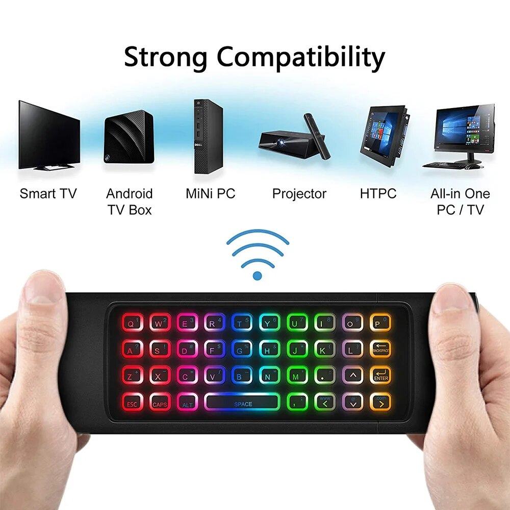 Bàn phím chuột bay remote KM900 có led (New verison) có voice mic (nút voice là chữ E trên điều khiển) [BH 3 tháng]