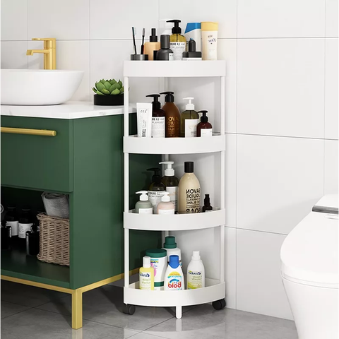 Kệ nhựa góc tường 4 tầng có bánh xe tiện lợi [BH: NONE]
