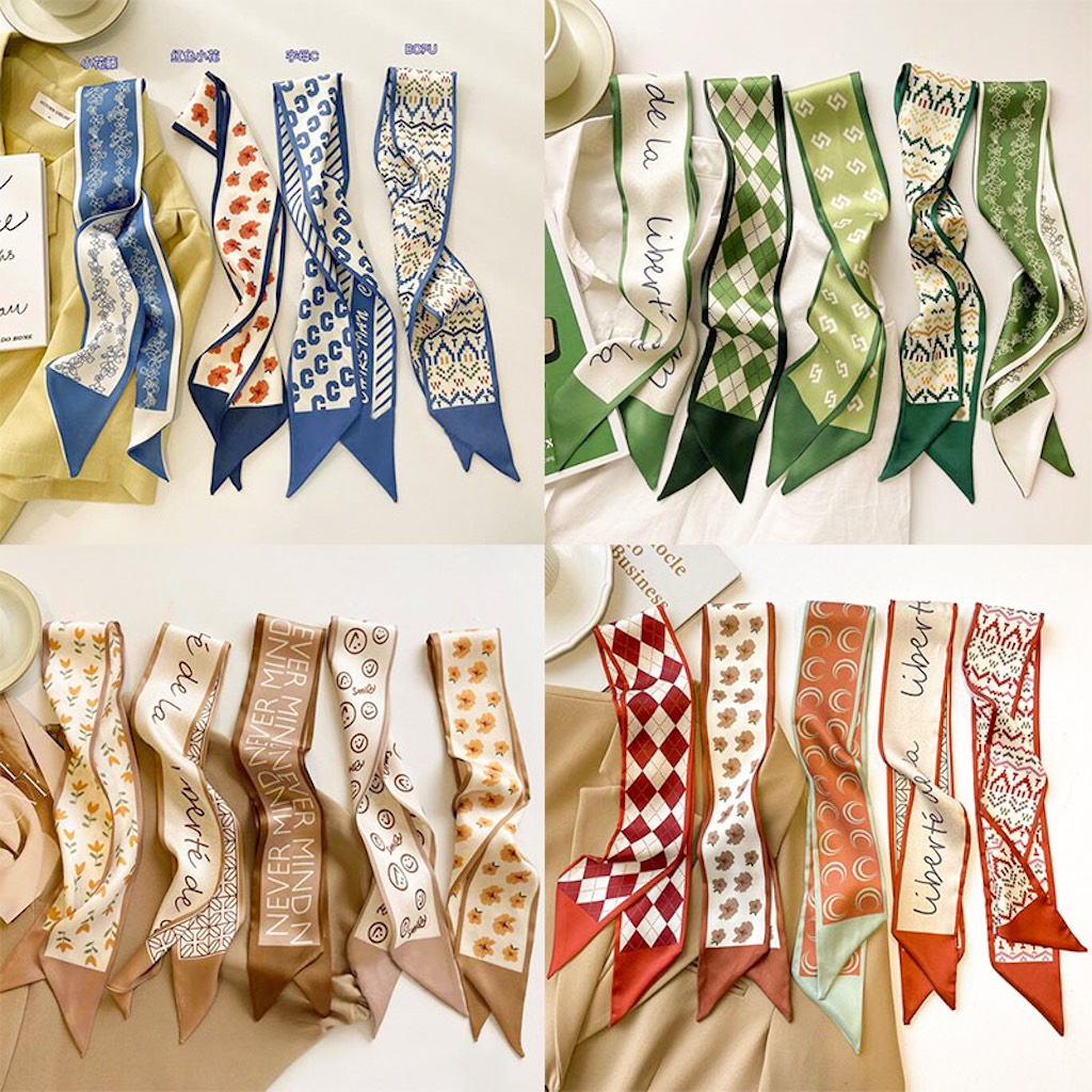 Khăn lụa Satin buộc tóc, quấn túi, quàng cổ turban đa năng nhiều hoạ tiết thời trang / pktn sale