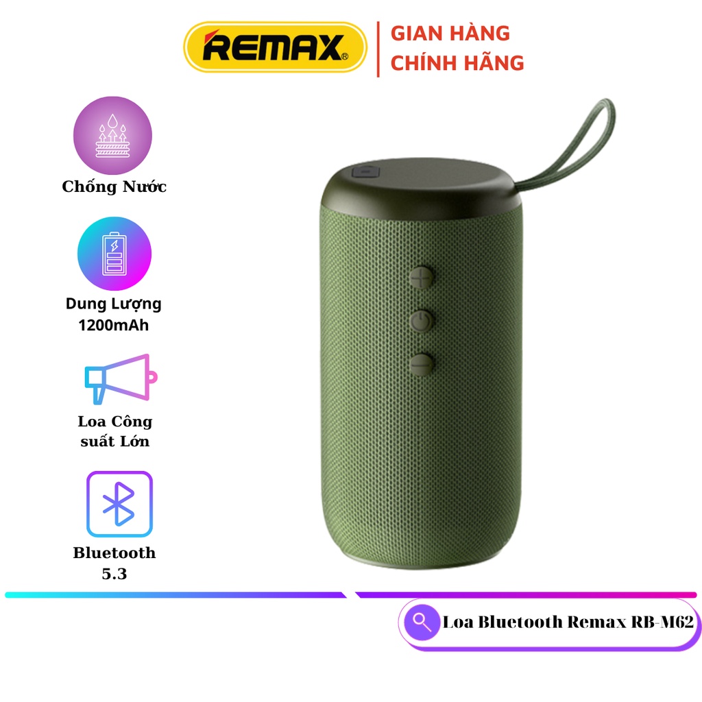Loa bluetooth REMAX RB-M62 chính hãng siêu hay, chống nước, pin trâu [BH 1 năm]