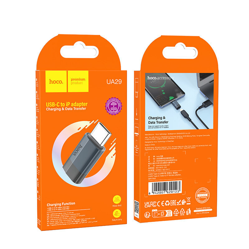 Cáp chuyển, jack HOCO UA29 chuyển Type-C ra iPhone Lightning (adapter) chính hãng [BH 1 năm]