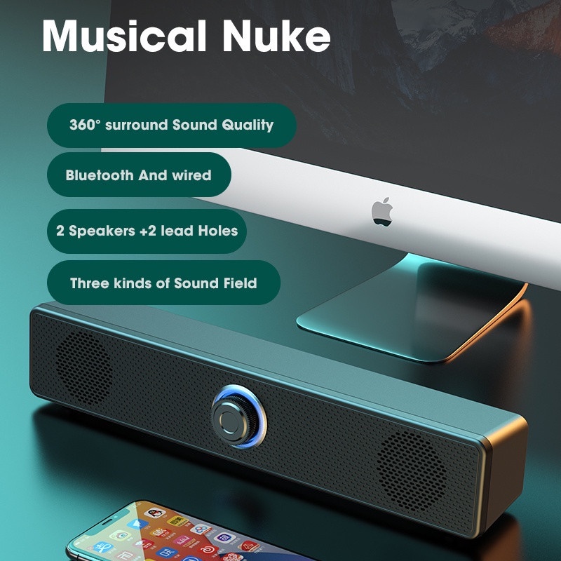 Loa bluetooth kiêm loa vi tính 2.0 Leerfei E-350T loa kiểu soundbar dài để bàn [BH 3 tháng]