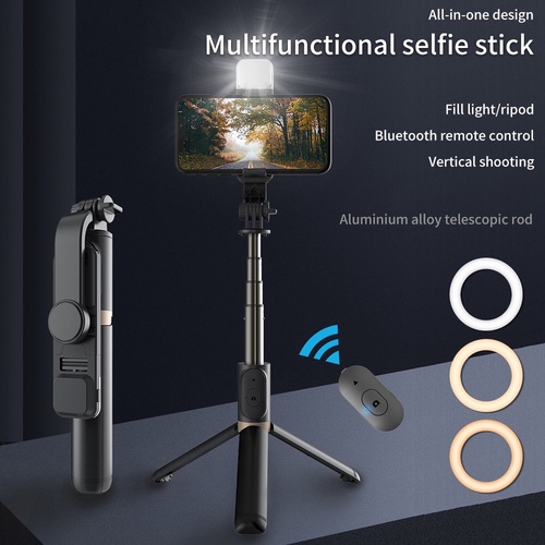 Giá đỡ Gậy chụp hình Q07S MẪU CÓ ĐÈN HỘP ĐỎ, REMOTE Bluetooth tự sướng kiêm gậy 3 Chân (giống mẫu K07, N08s) (3 in 1) [BH: 1 tuần]