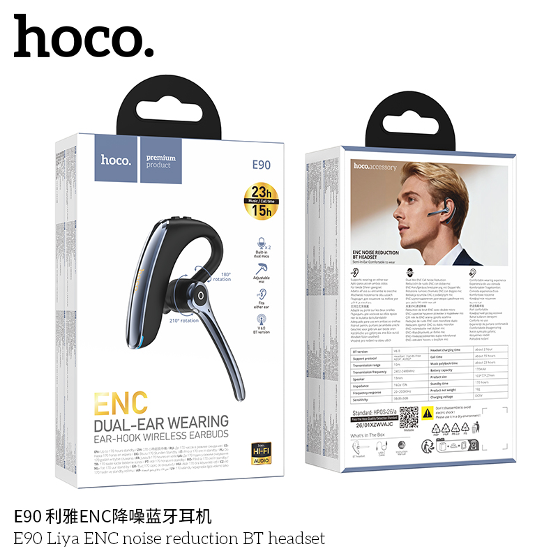 Tai nghe bluetooth nhét tai Hoco E90 Liya ENC nghe 1 bên giảm tiếng ồn chính hãng