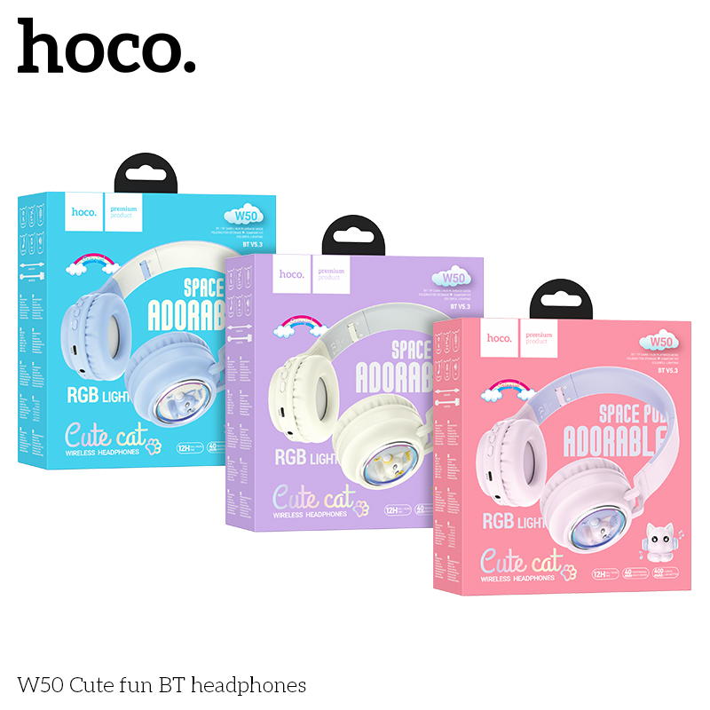 Tai nghe Bluetooth Hoco W50 Headphone chụp tai kiểu dáng cute chính hãng [BH: 1 NĂM]