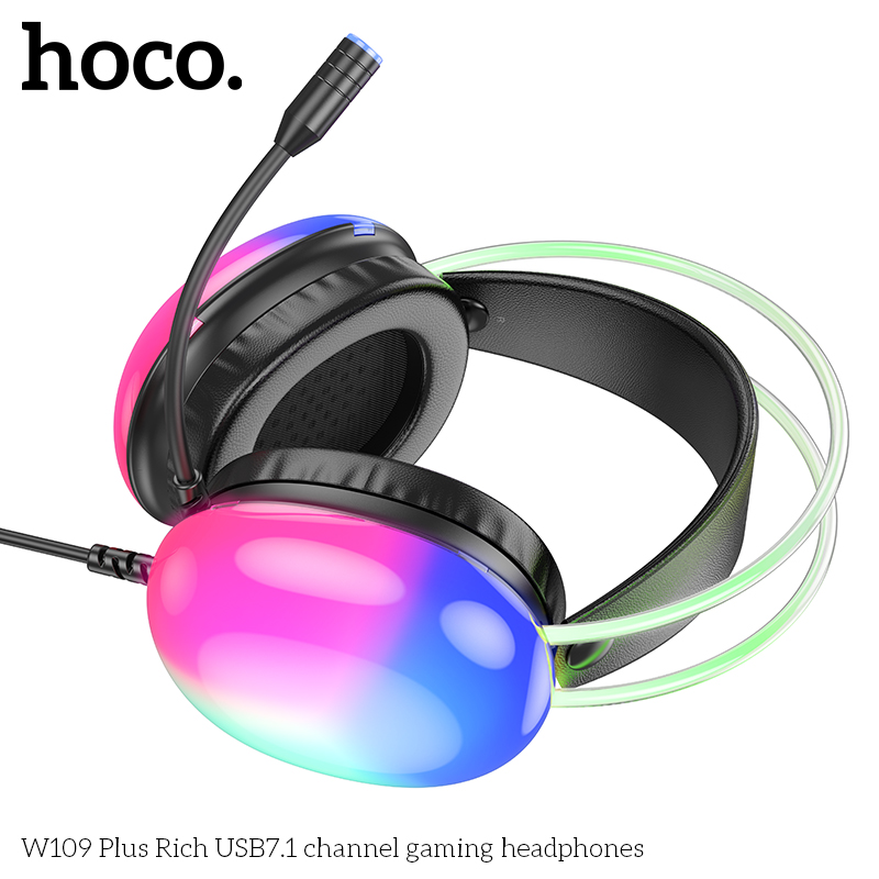 Tai nghe Headphone Chụp tai Gaming HOCO W109 Plus Rich có dây USB 7.1 chính hãng [BH 1 NĂM]