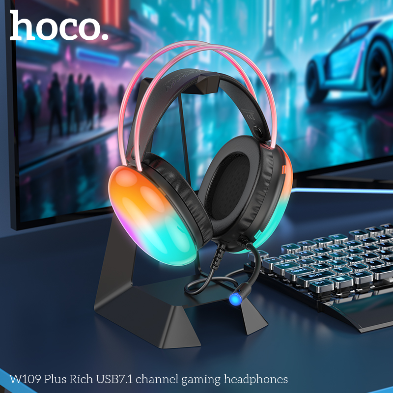 Tai nghe Headphone Chụp tai Gaming HOCO W109 Plus Rich có dây USB 7.1 chính hãng [BH 1 NĂM]