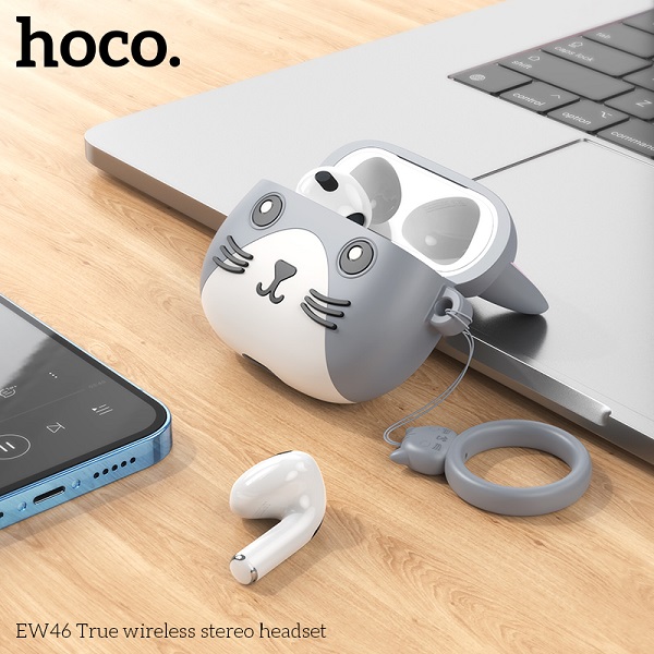 Tai nghe bluetooth HOCO EW46 True wirless V5.3 kiểu dáng Airpods PRO3 kèm bóp đựng hình thú chính hãng [BH 1 năm]