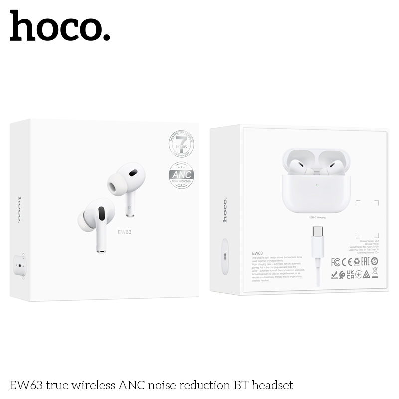 Tai nghe bluetooth HOCO EW63 kiểu dáng AIRPODS PRO2 ANC chống ồn, chính hãng [BH: 1 NĂM]