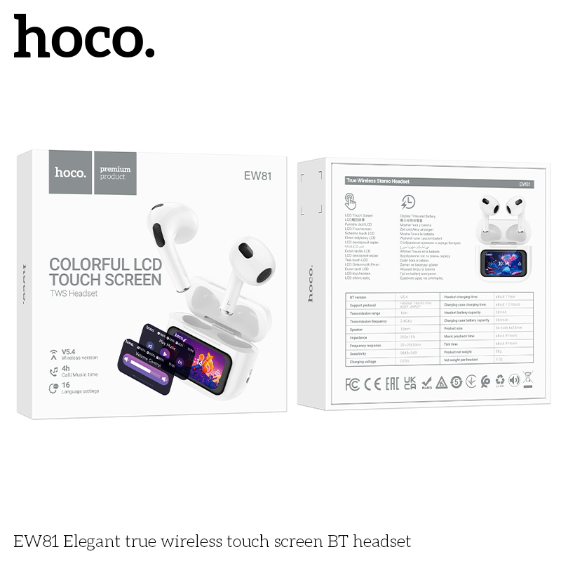 Tai nghe bluetooth HOCO EW81 TRUE WIRELESS mẫu Airpods PRO3 dock sạc có màn hình cảm ứng chính hãng [BH 1 Năm]