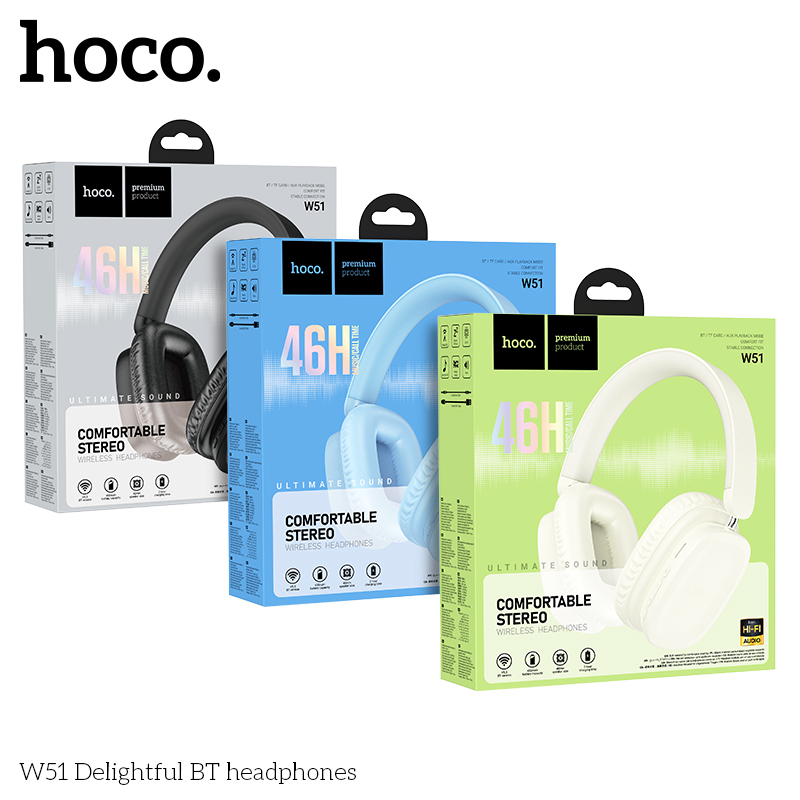 Tai nghe Bluetooth Hoco W51 (46h) Headphone chụp tai pin trâu chính hãng [BH: 1 NĂM]