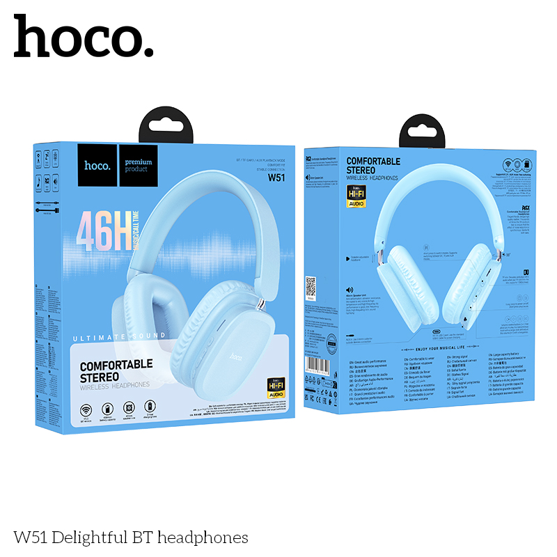 Tai nghe Bluetooth Hoco W51 (46h) Headphone chụp tai pin trâu chính hãng [BH: 1 NĂM]