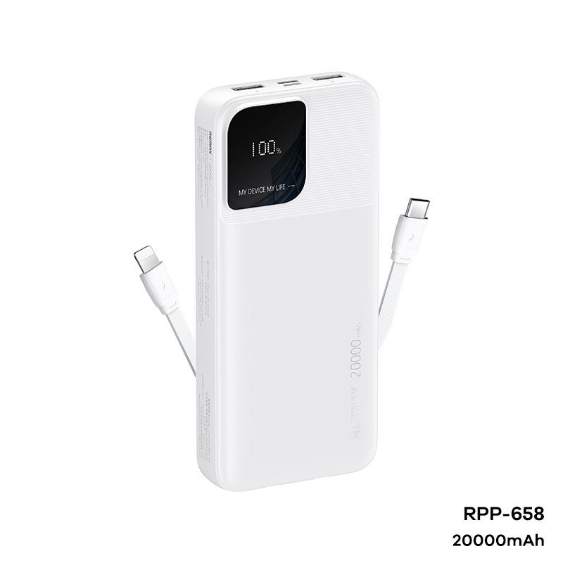 Pin sạc dự phòng Remax RPP-658 20.000mAh kèm cáp liền pin 2.4A chính hãng [BH 1 năm]