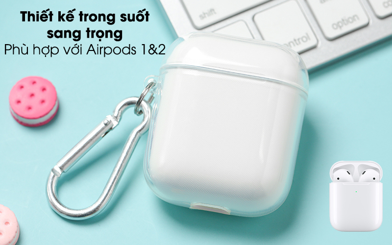 Hộp đựng tai nghe Airpods 2 1:1 trong suốt xịn có móc treo gắn chìa khóa (túi case ốp đựng bảo vệ chống trày) / pktn sale