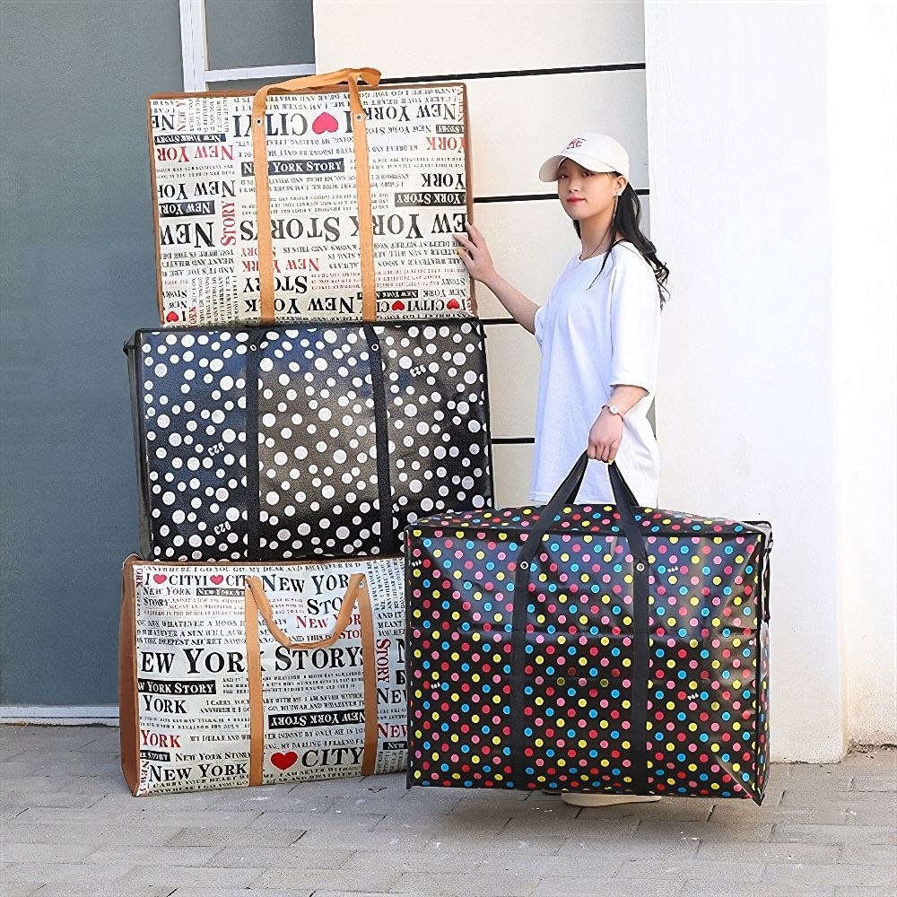 Túi đựng quần áo, chăn màn có khóa kéo, quai cầm size 60cm - 70cm chất liệu vải không dệt [BH: NONE]