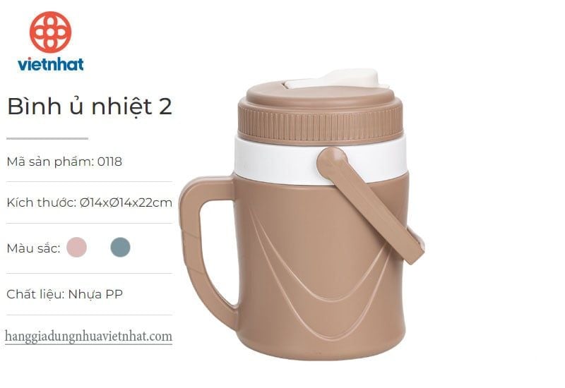 Bình, Ca Ủ NHIỆT 2000ml có quai xách và tay cầm [BH: NONE]
