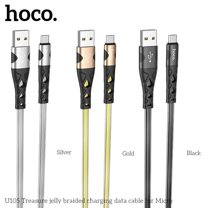 Cáp sạc nhanh 2.4A HOCO U105 Micro 1m (usbA ra Micro; a-m) dây dù chính hãng