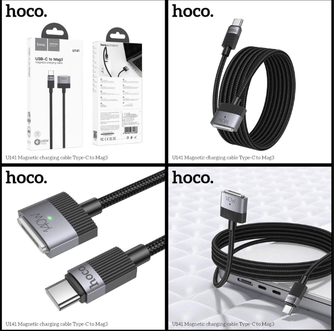 Cáp sạc từ tính HOCO U141 Cáp Type C sang cổng Mag3 140w siêu nhanh
