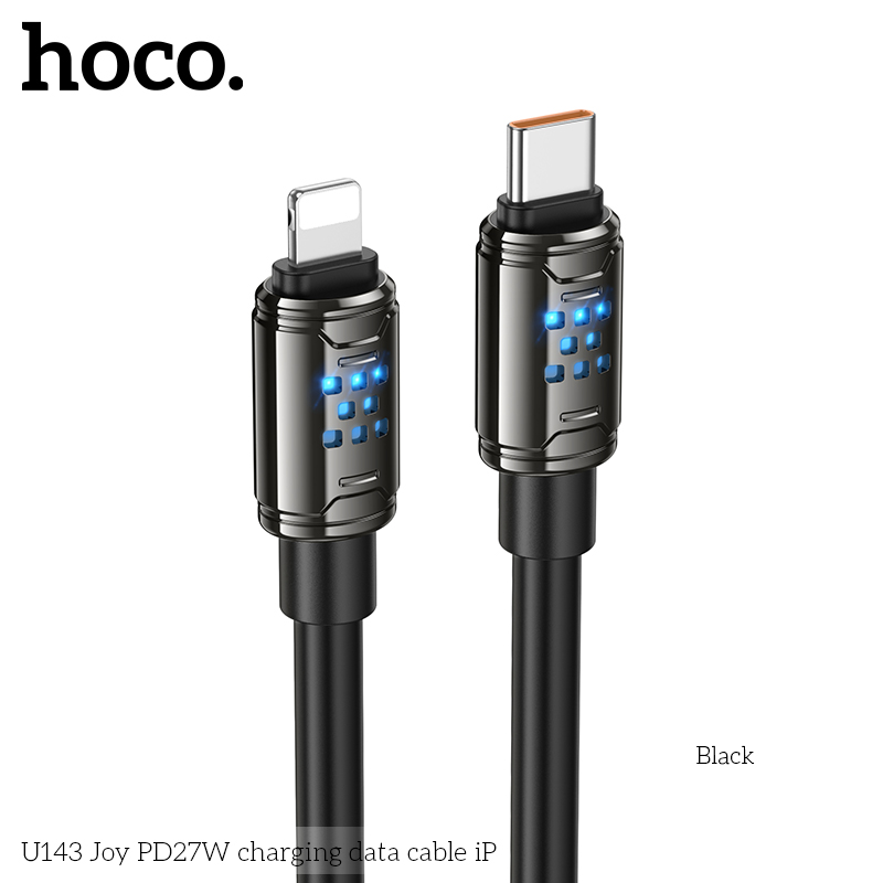 Cáp sạc nhanh 27w HOCO U143 cáp Type C ra Iphone kèm đèn led báo sạc cáp dài 1m2 chính hãng