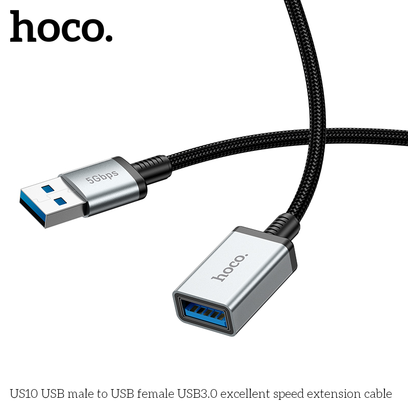 Cáp sạc nhanh Hoco US10 USB ra USB 3.0 chui cái nối dài truyền dữ liệu tốc độ cao 5Gbps usb 3.0 dài 50cm chính hãng [Bh 1 Năm]