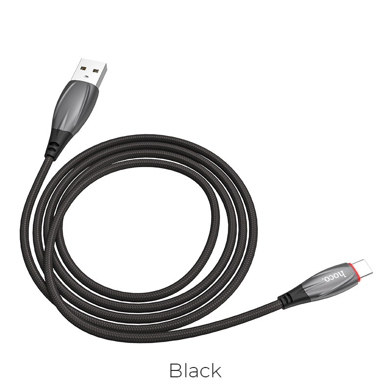 Cáp sạc dây dù Hoco U71 usb ra Type C dài 1m2 có đèn led chính hãng [BH 1 Năm]