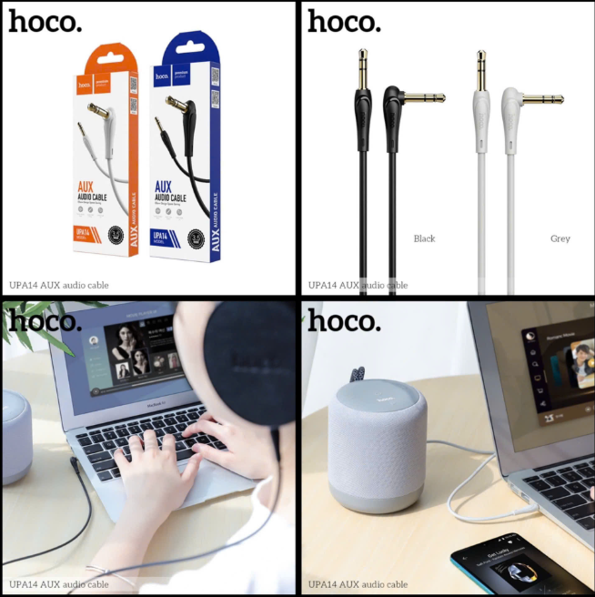 Cáp chuyển 3.5 ra 3.5 (2 đầu) HOCO UPA14 AUX 1m chính hãng [BH 1 năm]