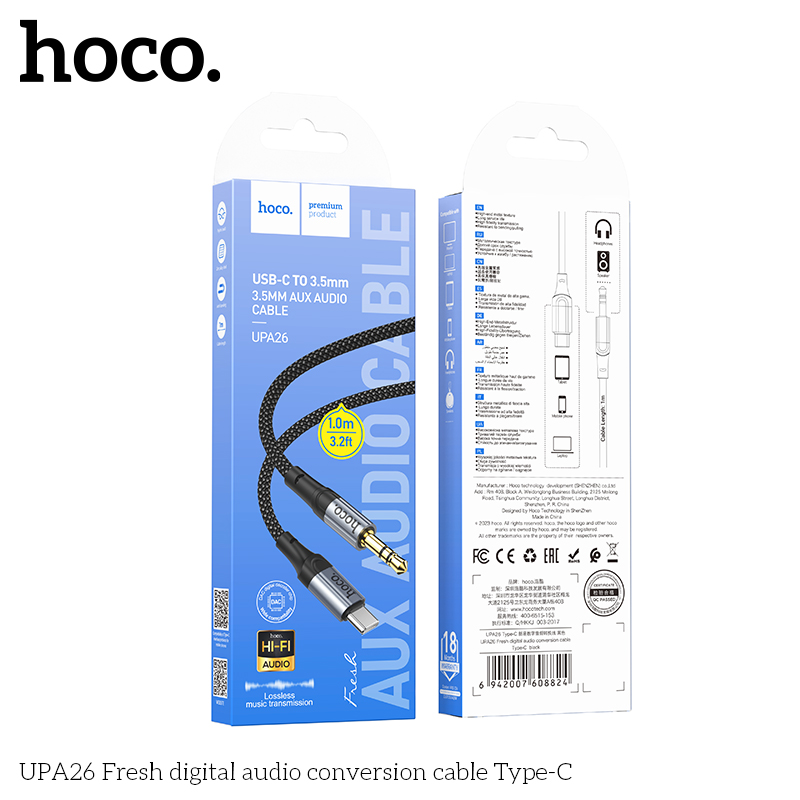 Cáp chuyển type-c ra 3.5 HOCO UPA26 1m chính hãng [BH 1 năm]