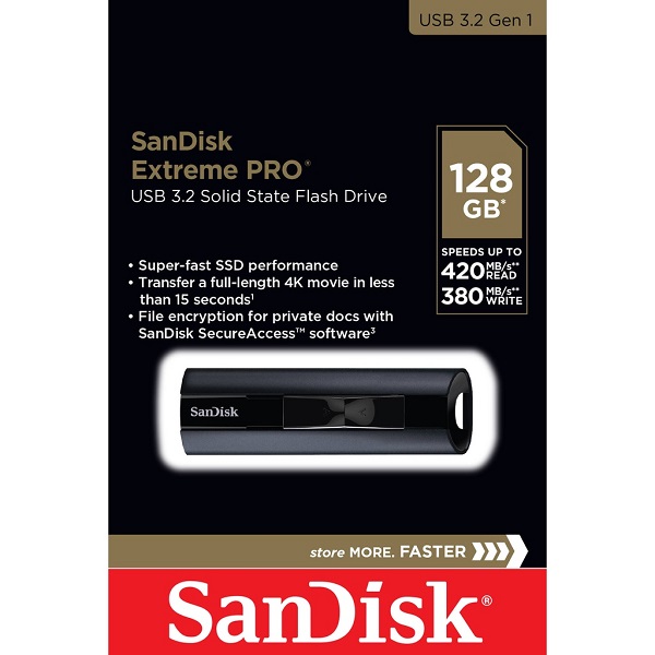 USB 3.2 SanDisk Extreme Pro CZ880 128GB vỏ nhôm cao cấp chính hãng [BH: 2 NĂM]