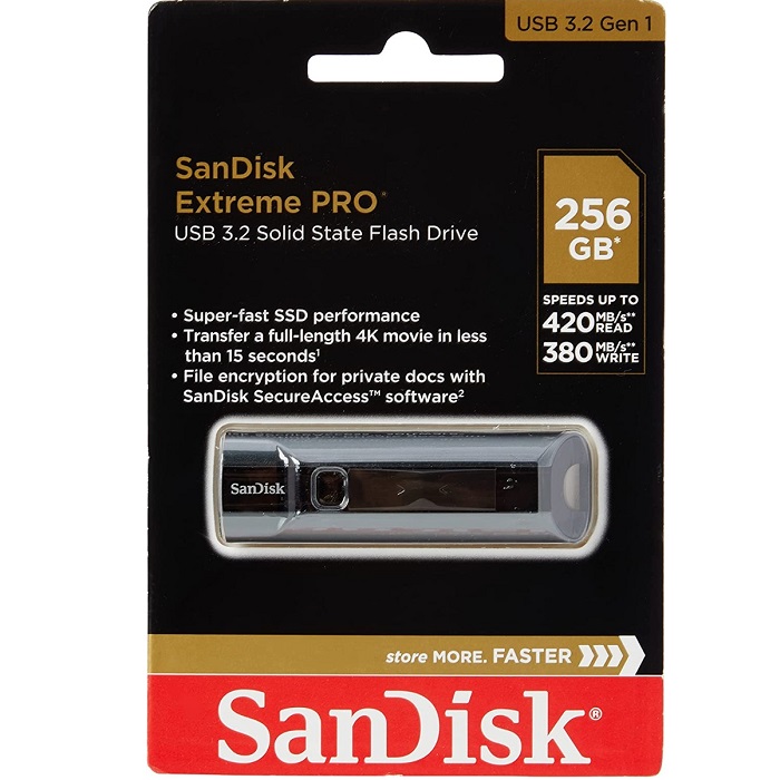 USB 3.2 SanDisk Extreme Pro CZ880 256GB vỏ nhôm cao cấp chính hãng [BH: 2 NĂM]