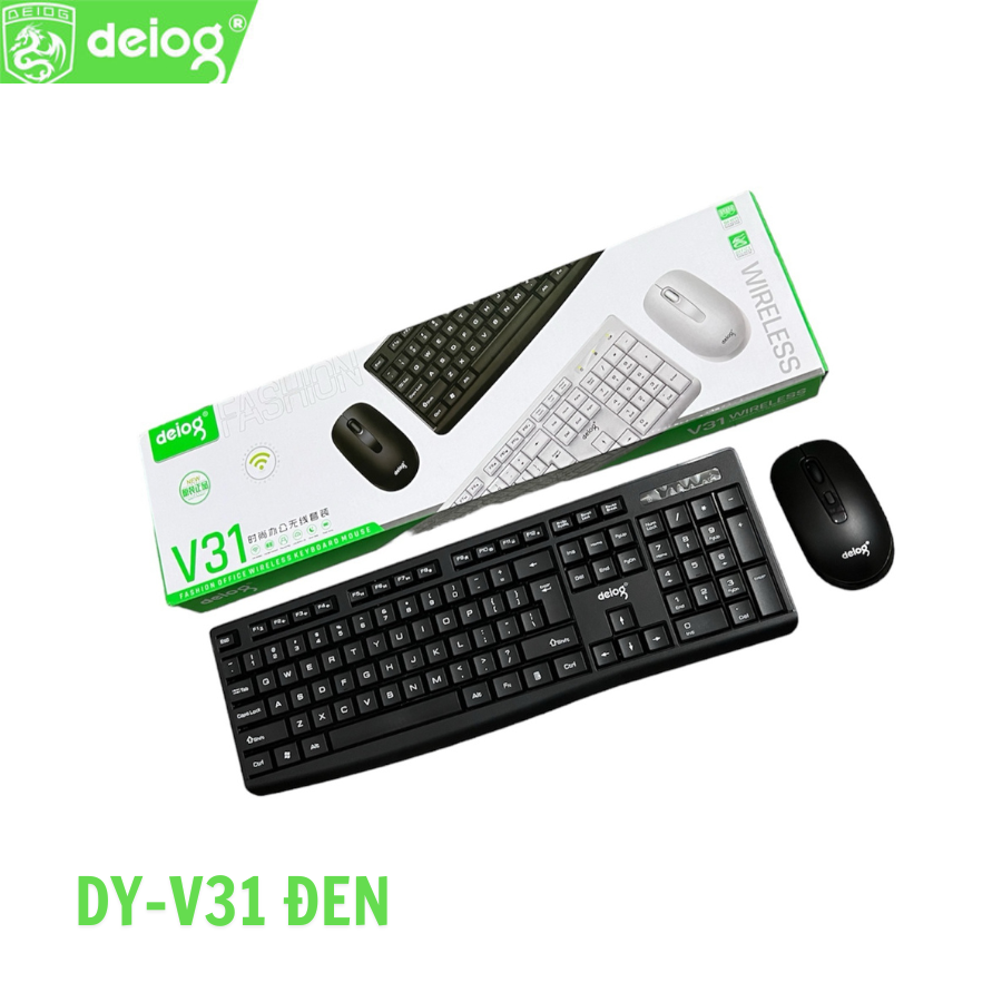 Combo phím chuột không dây DEIOG DY-V31 MÀU ĐEN dành cho dân văn phòng siêu đẹp chính hãng [BH 1 Năm]