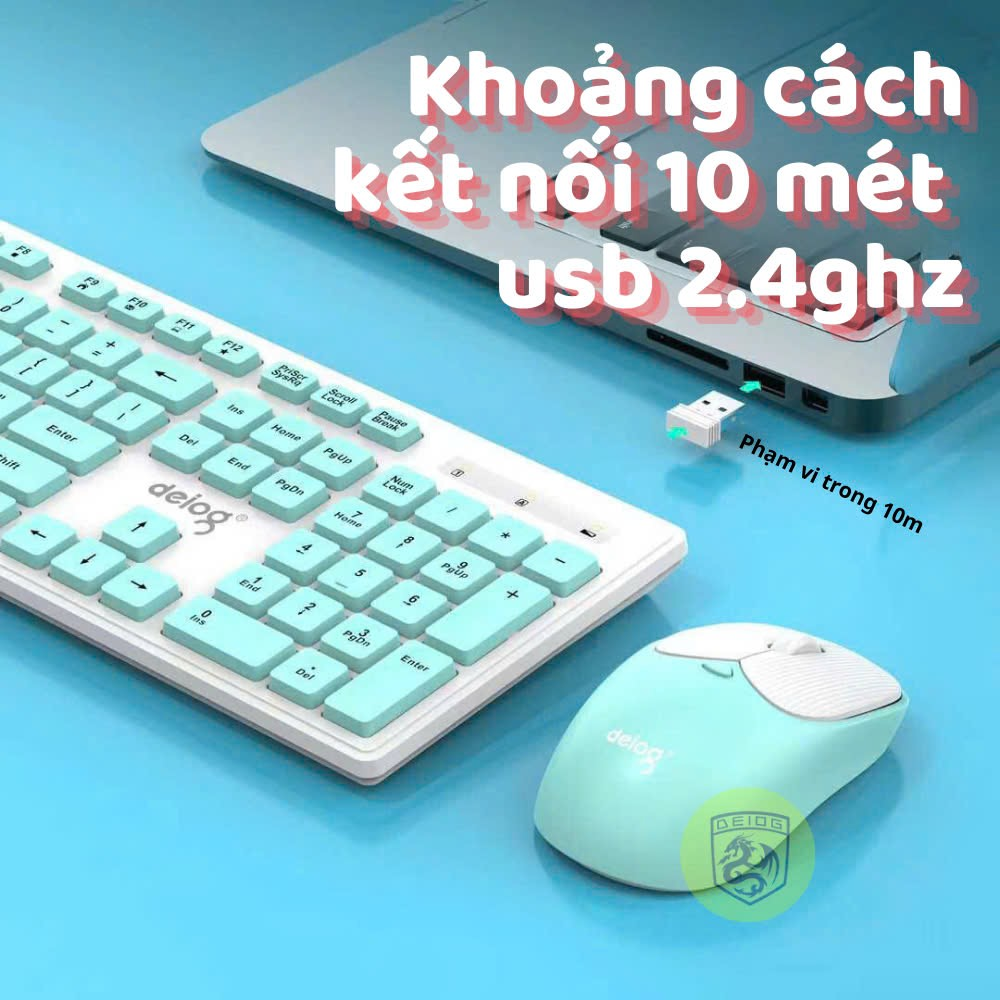 Combo bàn phím chuột không dây Deiog V68 - Màu đen chính hãng [BH 1 năm]