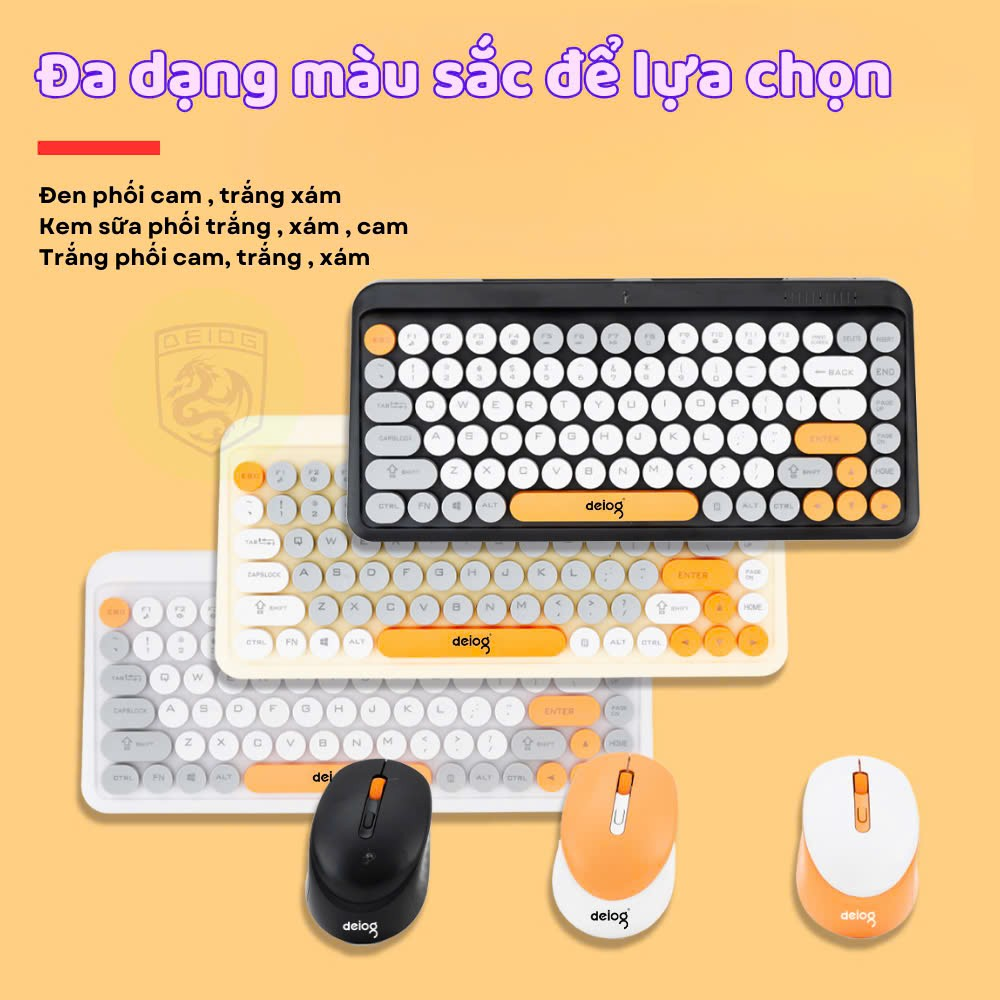Combo Bàn Phím Chuột Không Dây Deiog V51 Hàng Chính Hãng [BH 1 Năm]6l8