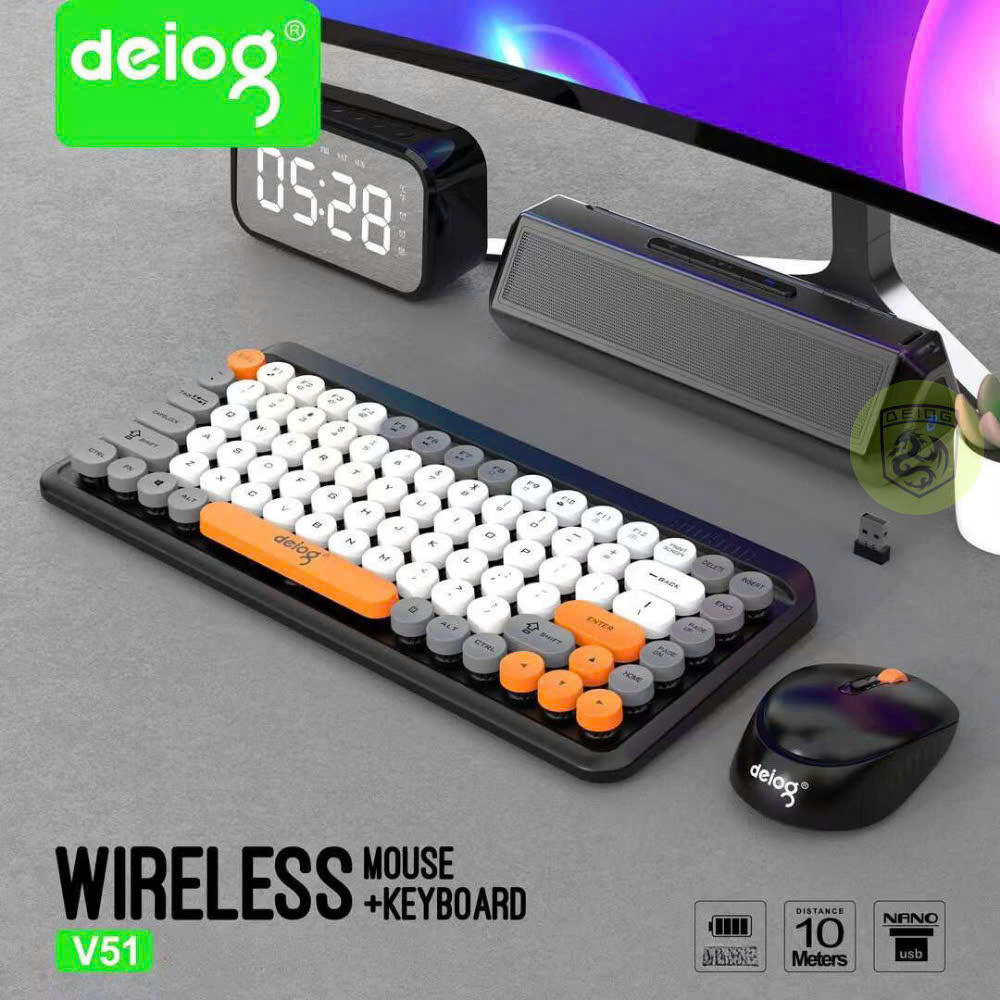 Combo Bàn Phím Chuột Không Dây Deiog V51 Hàng Chính Hãng [BH 1 Năm]6l8