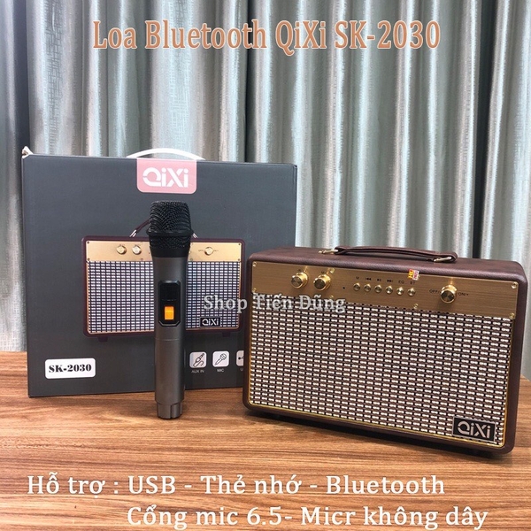 Loa bluetooth karaoke QIXI SK-2030 tặng kèm 1 micro không dây hát karaoke [BH: 3 tháng]