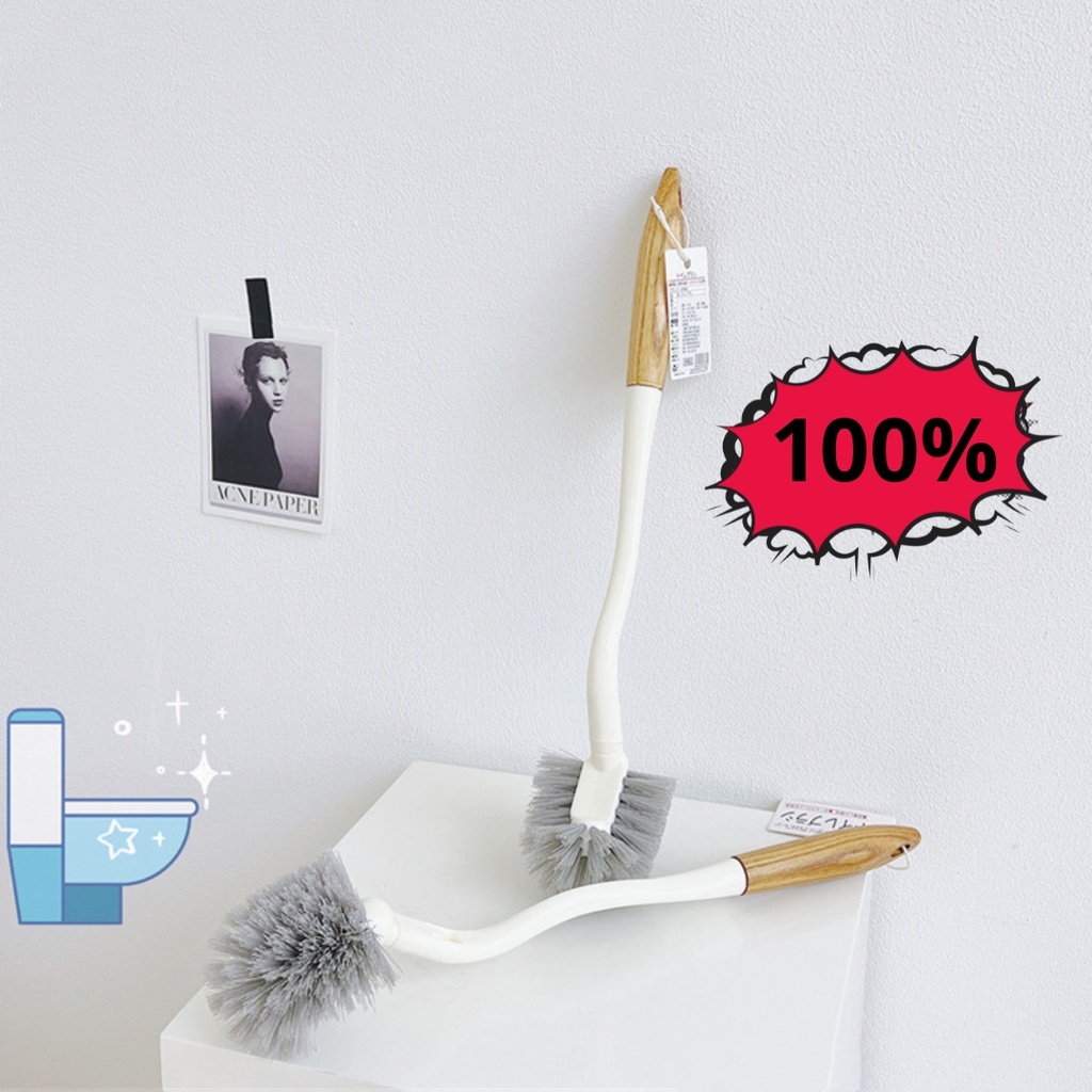 Cây chà toilet đầu cong cán vân gỗ [BH: NONE]