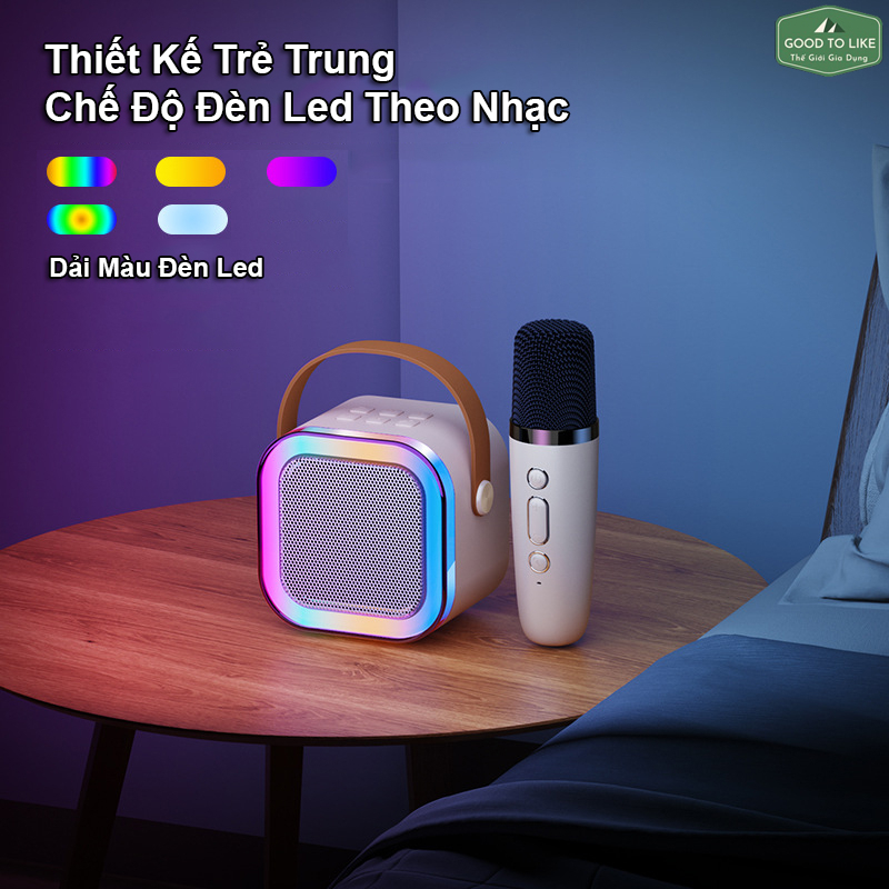 Loa karaoke K12 bluetooth có đèn led kèm 1 micro không dây [BH 6 tháng]