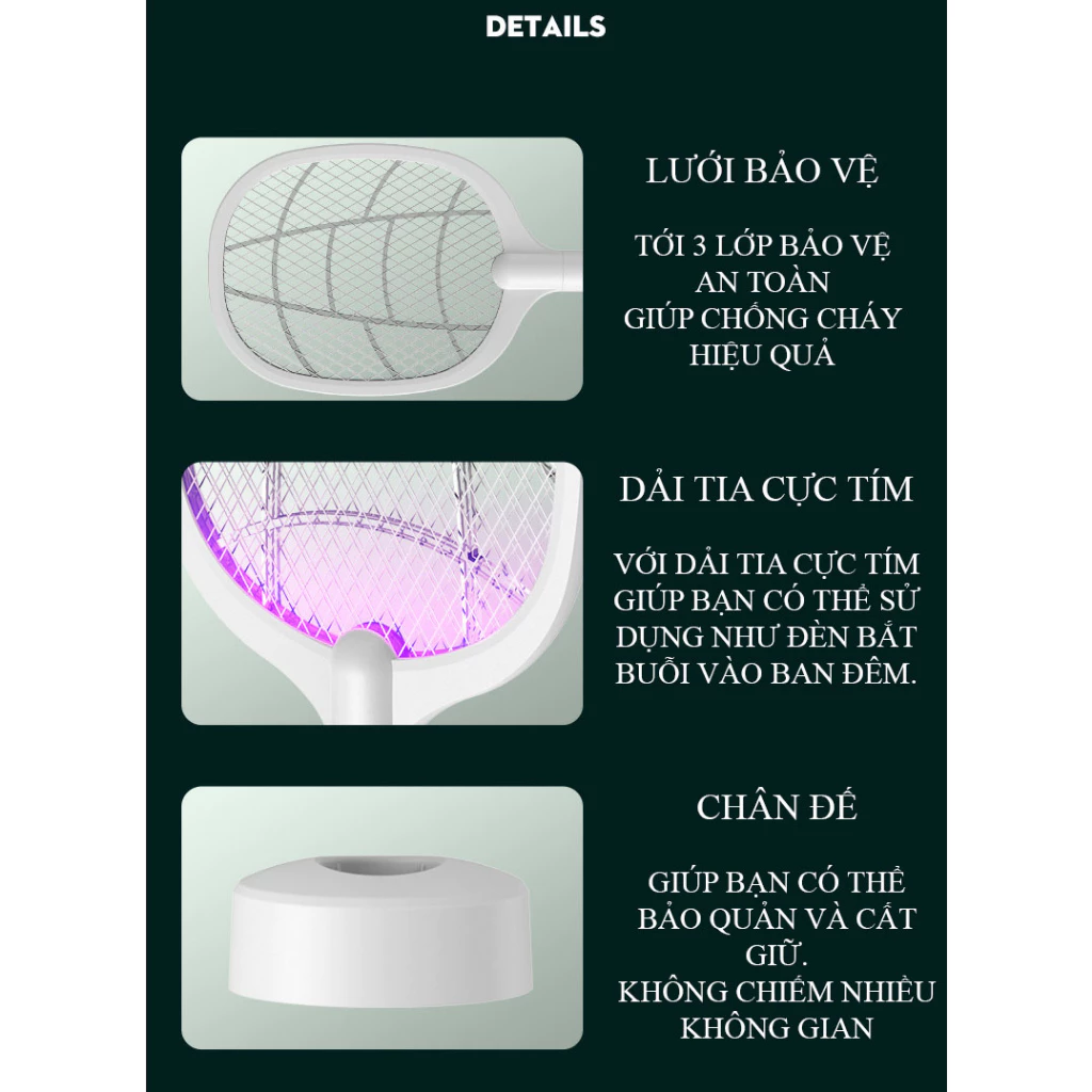 Vợt muỗi thông minh kiêm đèn bắt muỗi No.M-4/ KLZ-918 cao cấp, pin sạc [BH: 1 TUẦN]
