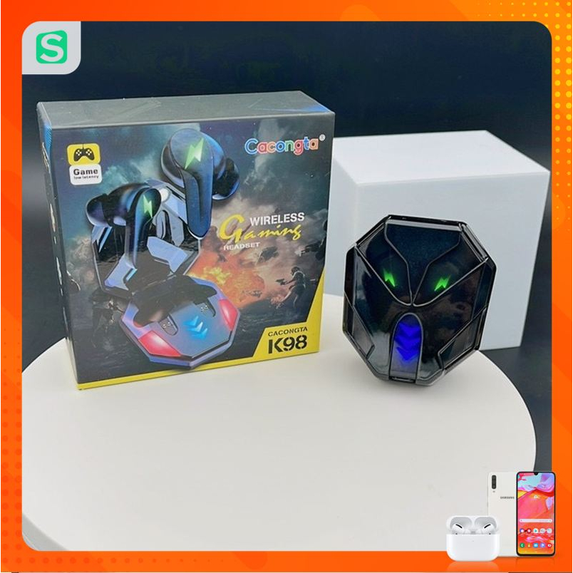 Tai nghe bluetooth Cacongta K98 có led Gaming có dock sạc kiểu airpods chính hãng [BH 6 tháng]