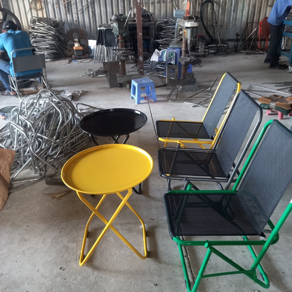 Bàn tròn sắt gấp gọn uống trà chanh, cà phê [BH: NONE]